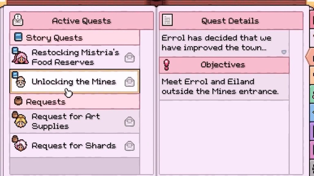 Unlocking the Mines quest