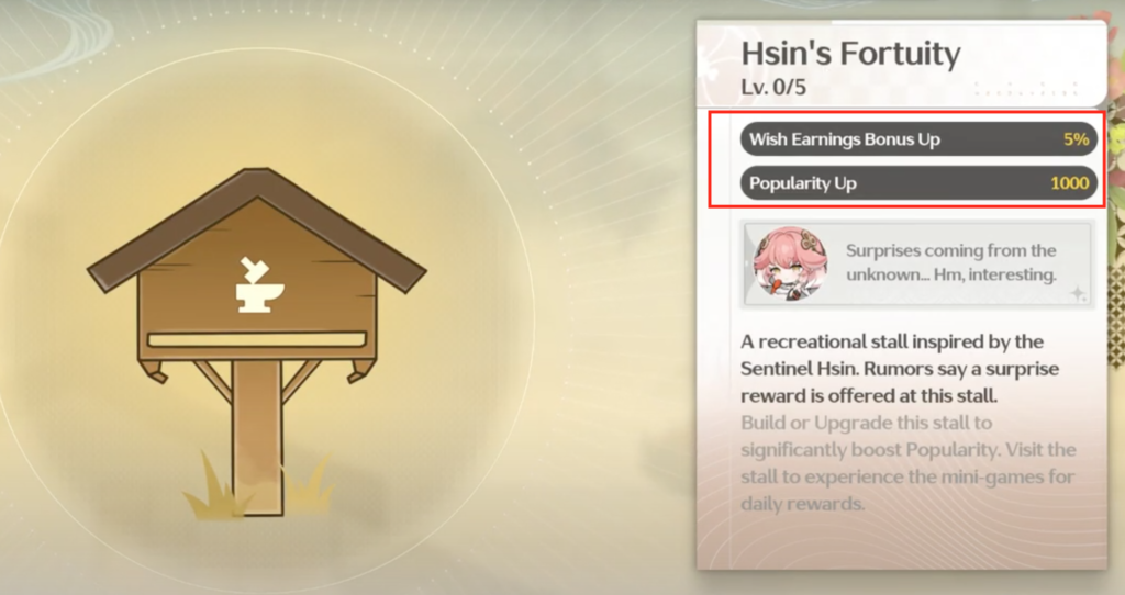 Rewards for building Hsin's Fortuity
