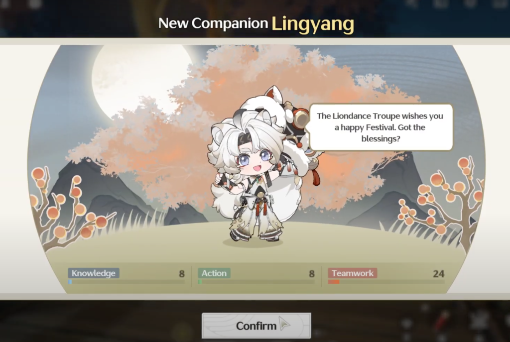 The Lingyang companion as a reward for completing the quest