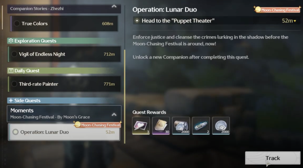 The Operation Lunar duo quest that unlocks after you build the puppet theater