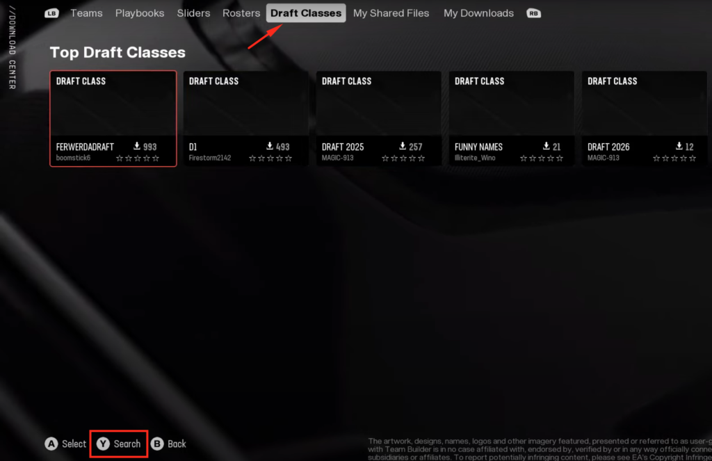 Downloadable draft classes inside the Download Center