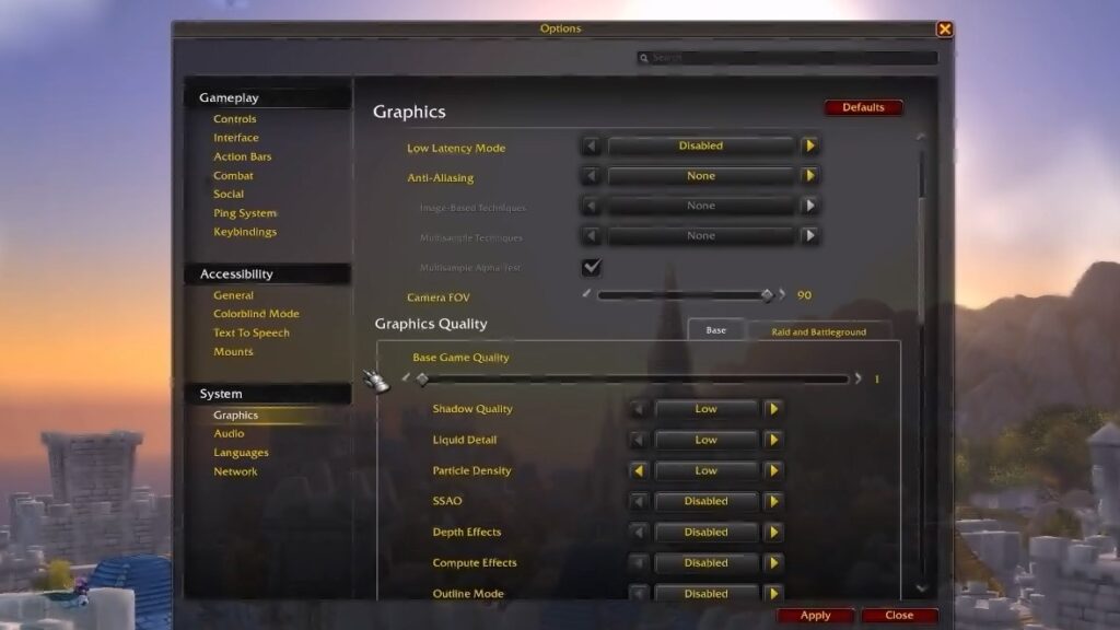 Changing Settings
