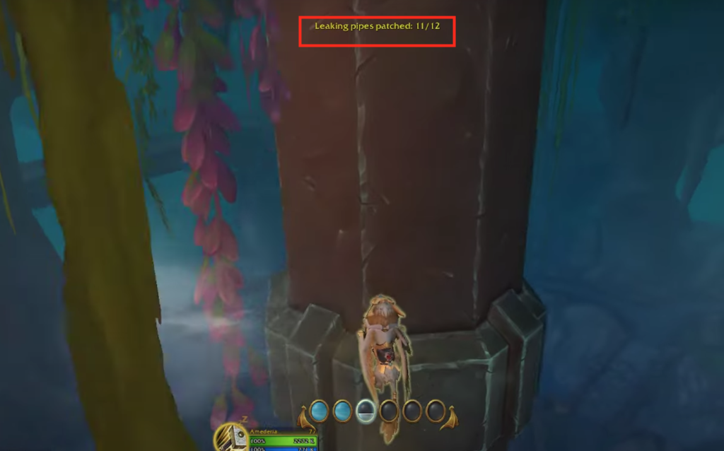 Indicator showing how many pipes youve patched and how many are left