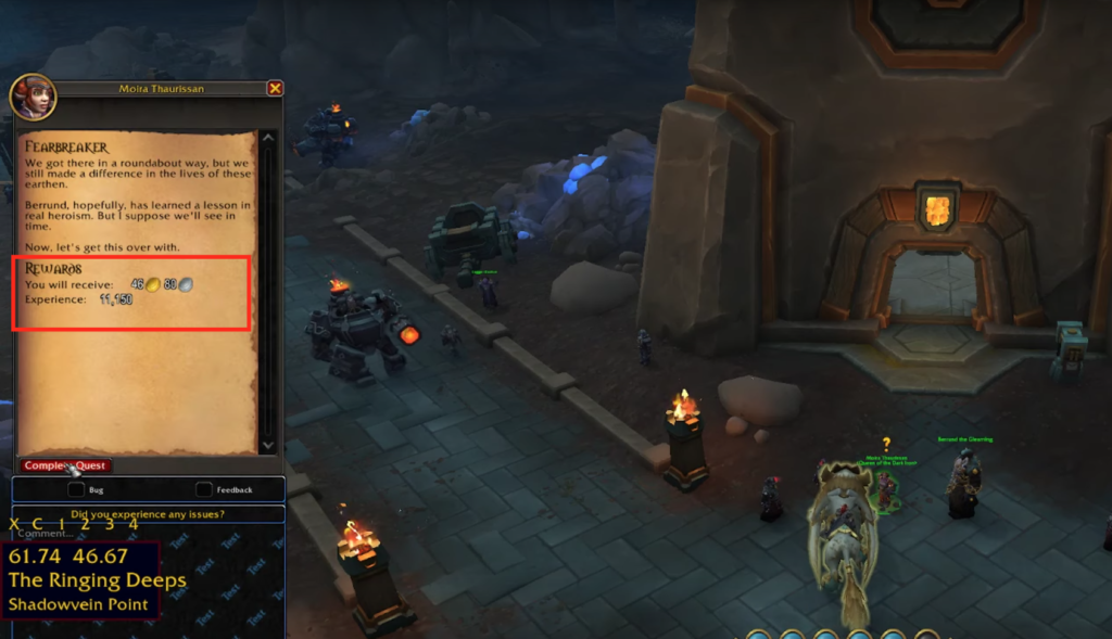 Rewards for completing the Fearbreaker quest