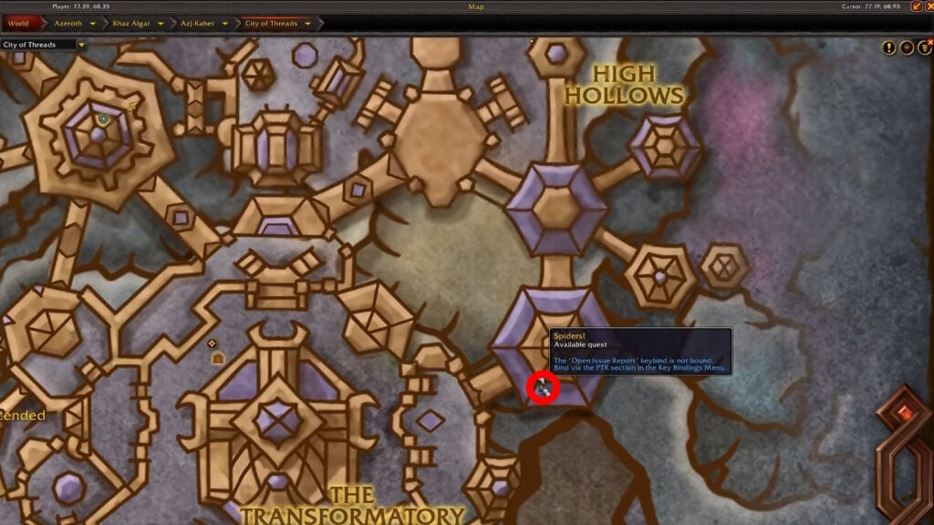 Spiders quest location