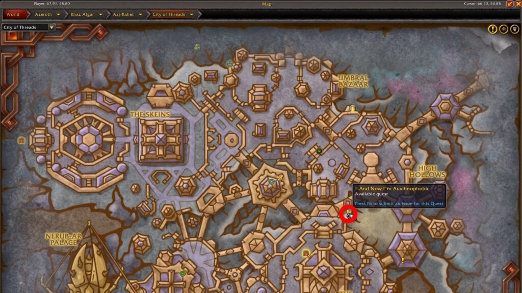And Now I'm Arachnophobic quest location