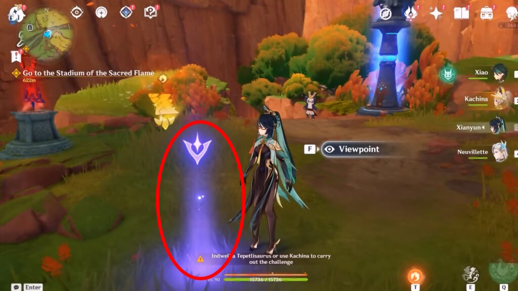 Beam of light for the viewpoint