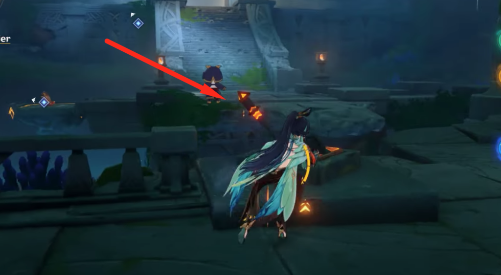 Lever you need to activate to move the platforms in the arena