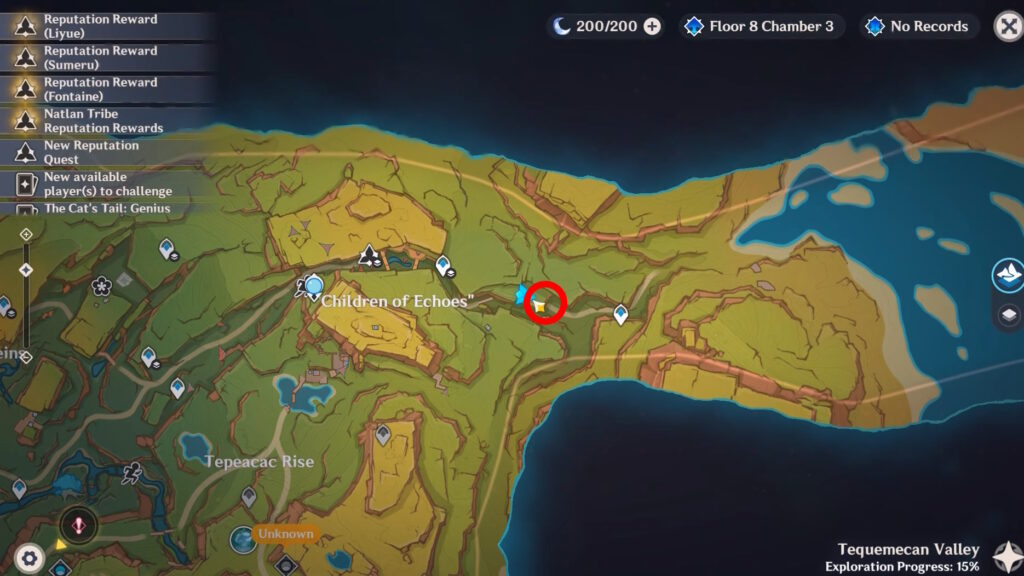 Tequemecan Valley Entrance map