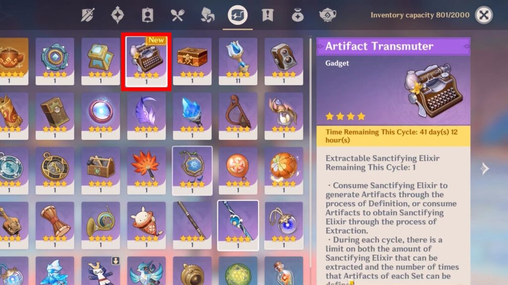 Use the Artifact Transmutter