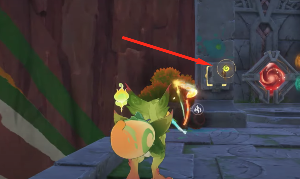 lever that you need to grapple to raise the gate