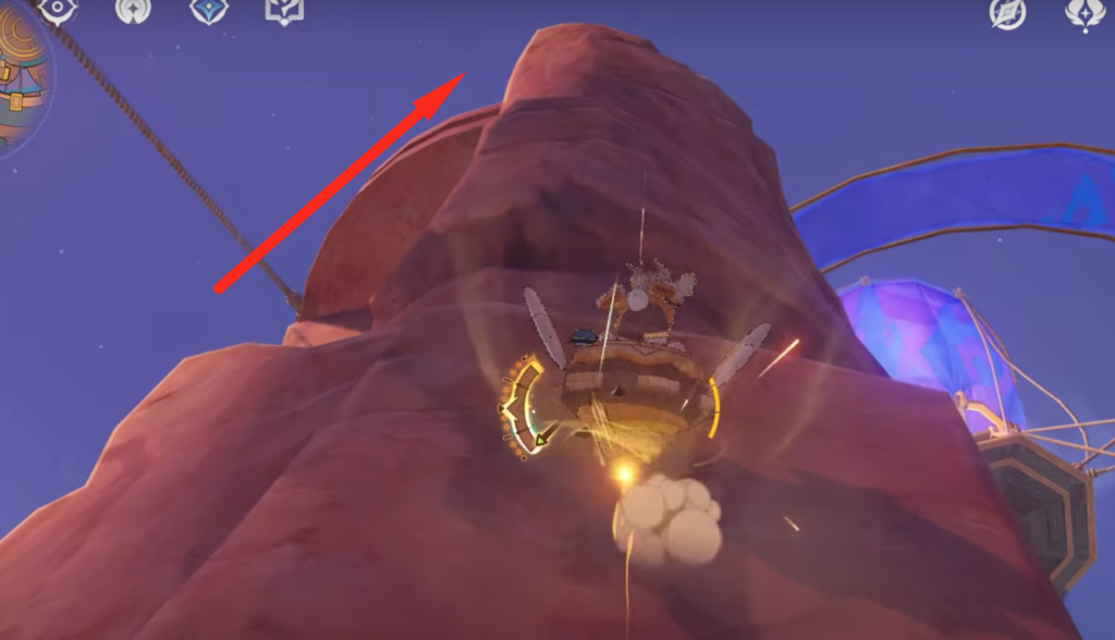 Scaling the pillar that has the chest on it.