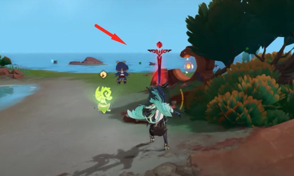 Red cross you can interact with to start the puzzle