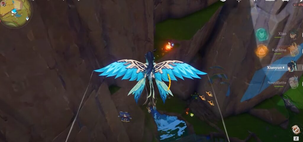 Gliding down the cliff to start the puzzle