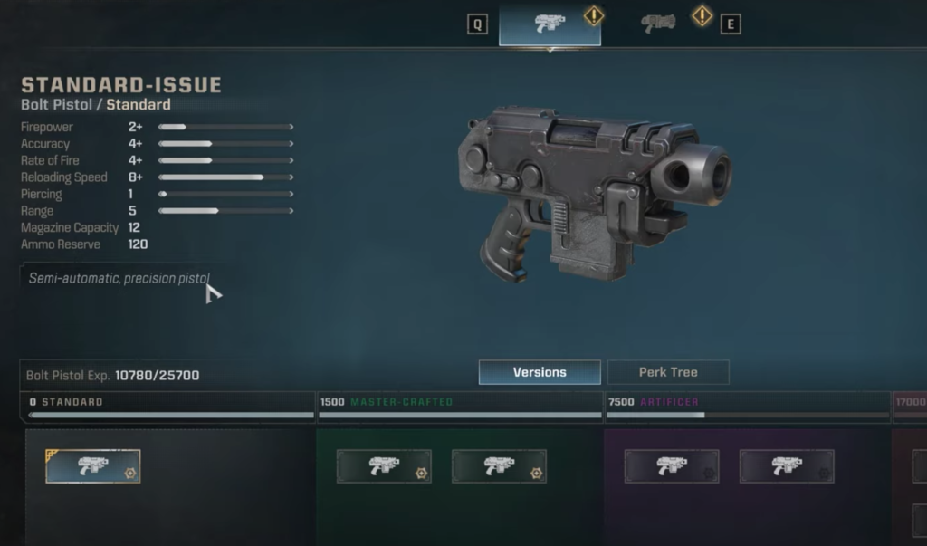 Stats for a regular ranged weapon