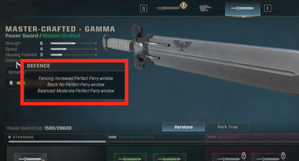 The different types of defenses a weapon can have