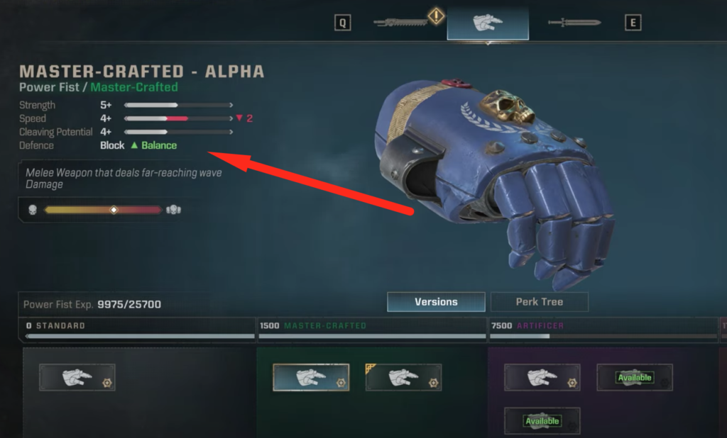 A special variant for a melee weapon