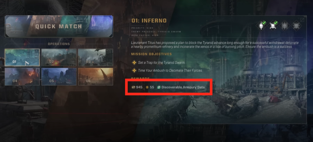 Xp reward from an Operation
