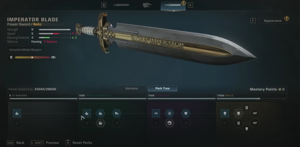 Power Sword Perks