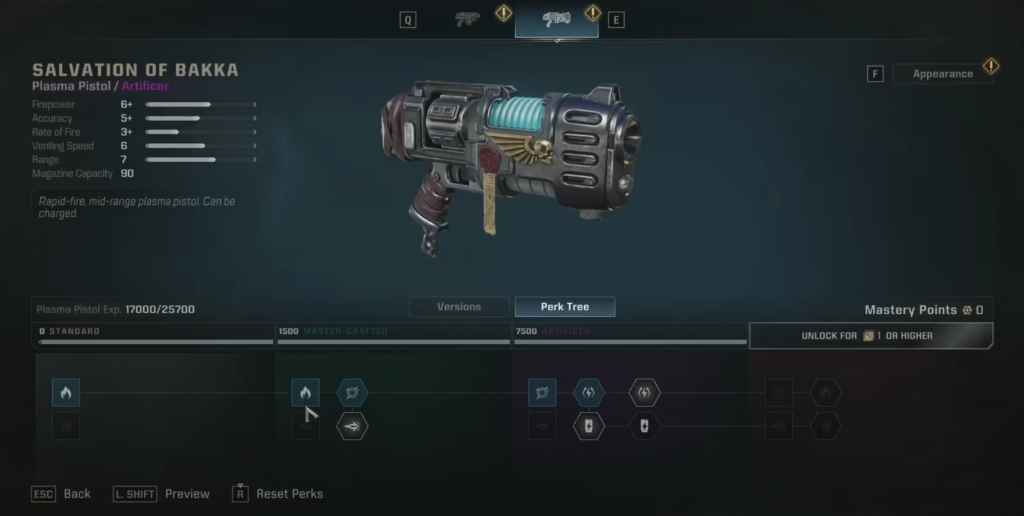 Plasma Pistol perks