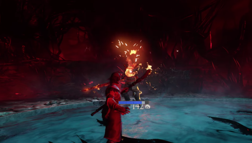 Attacking an enemy in New World Aeternum