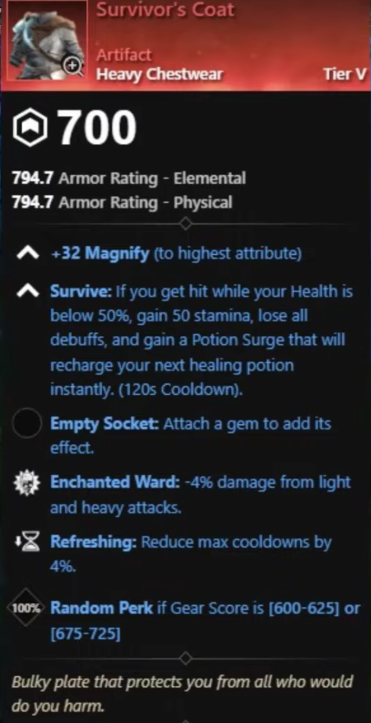The Survivor's Coat heavy chestwear