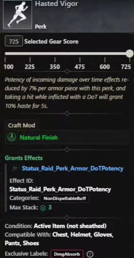 Hasted Vigor Perk
