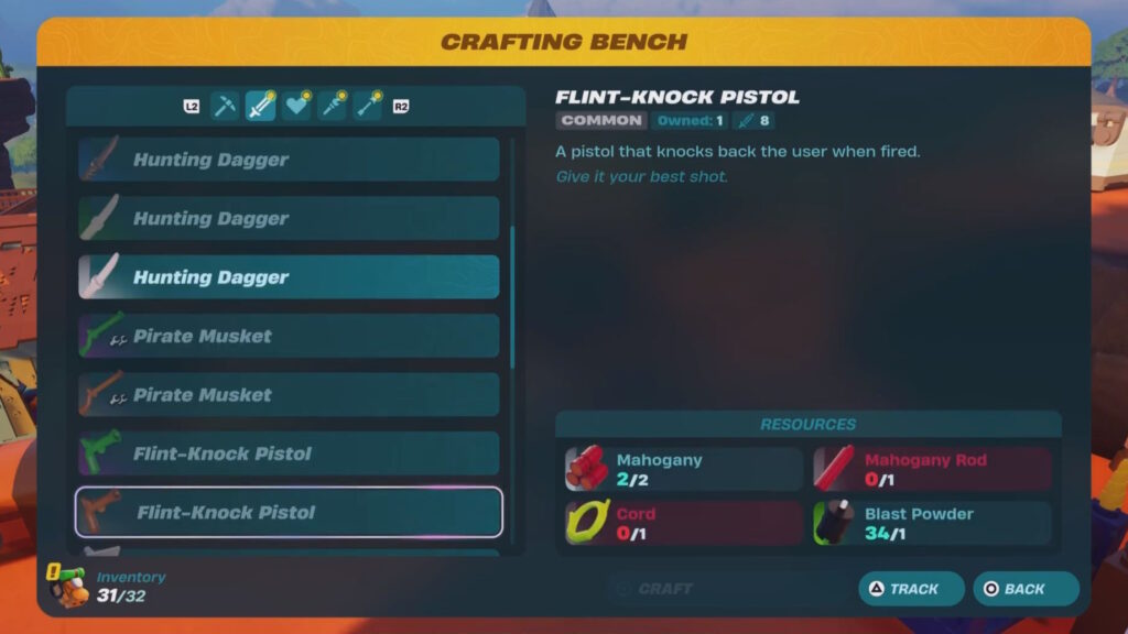 Flint-Knock Pistol Recipe