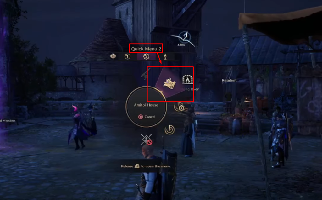 Throne & Liberty radial menu showing the amitoi house option