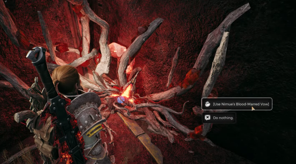 Remnant 2 player about to offer the vow to the root
