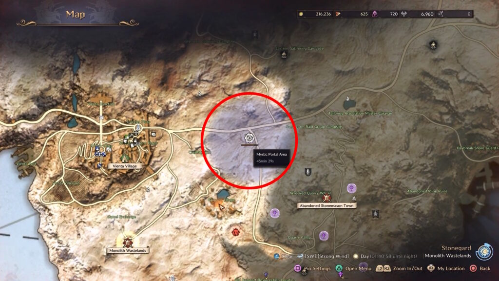 Mystic Portal Area on the map