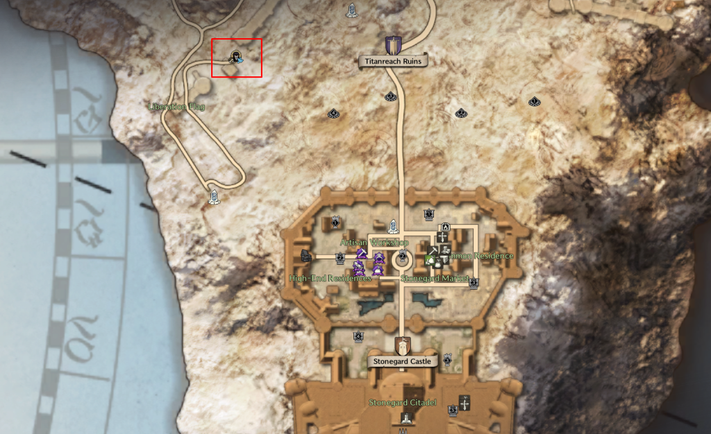 Throne & Liberty map showing the temple location