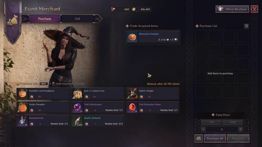 Trading Dimension Pumpkins | Throne & Liberty: Where to Find Halloween Vendor Event Merchant & How to Use Halloween Currency
