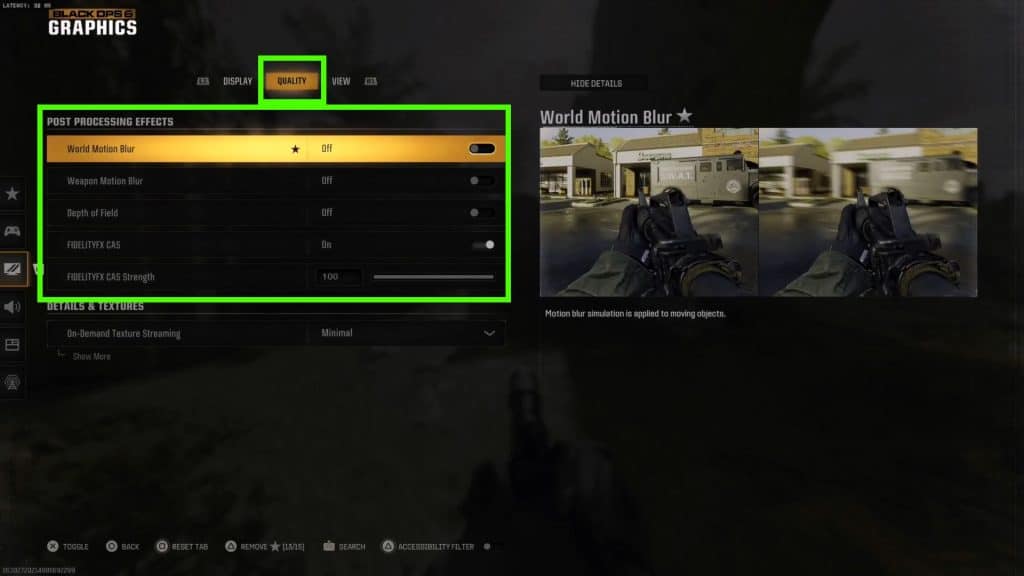 Console Blur Settings COD Black Ops 6