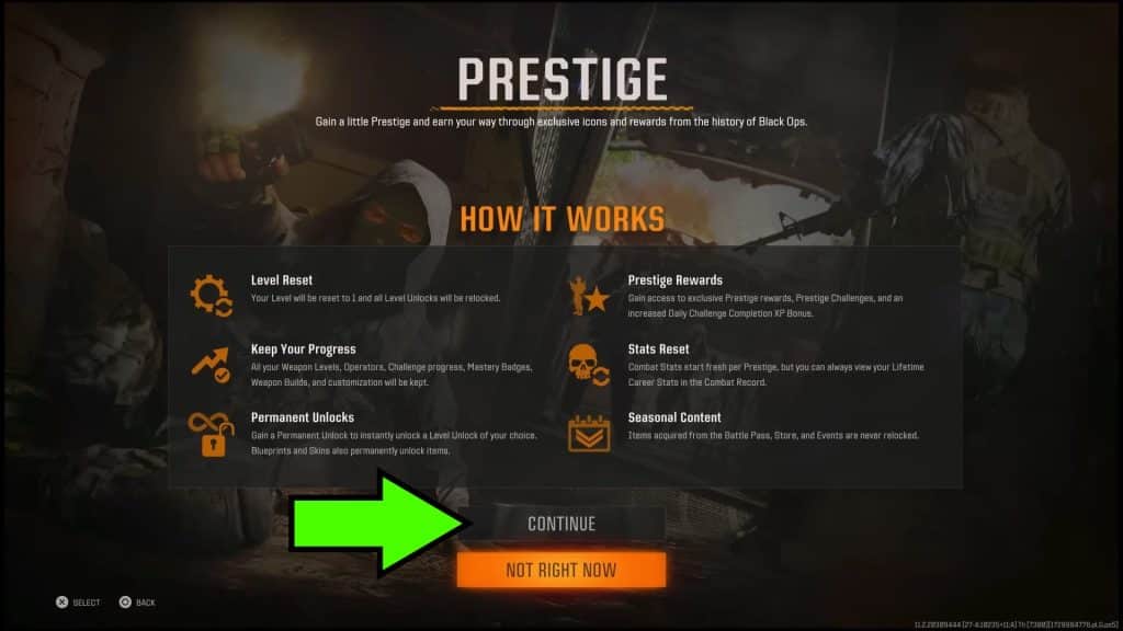 Prestige info screen 2