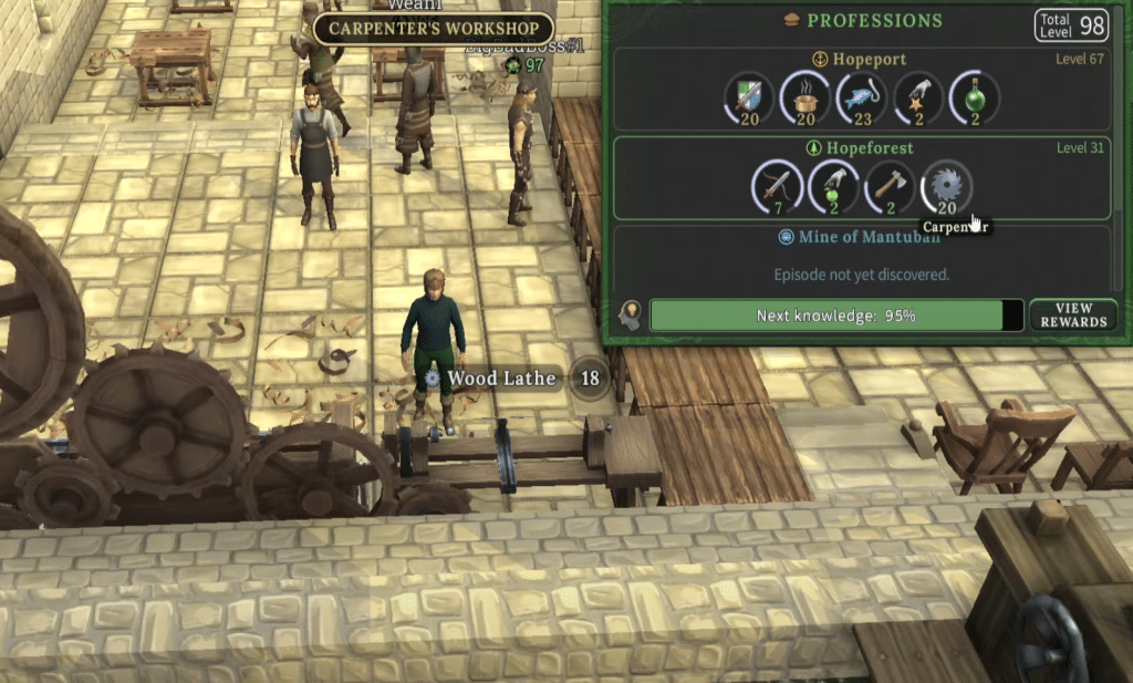 Brighter Shores player training carpenter