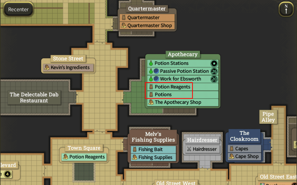 Brighter Shores map with banks highlighted