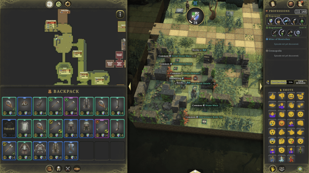 Brighter Shores example of a customized UI