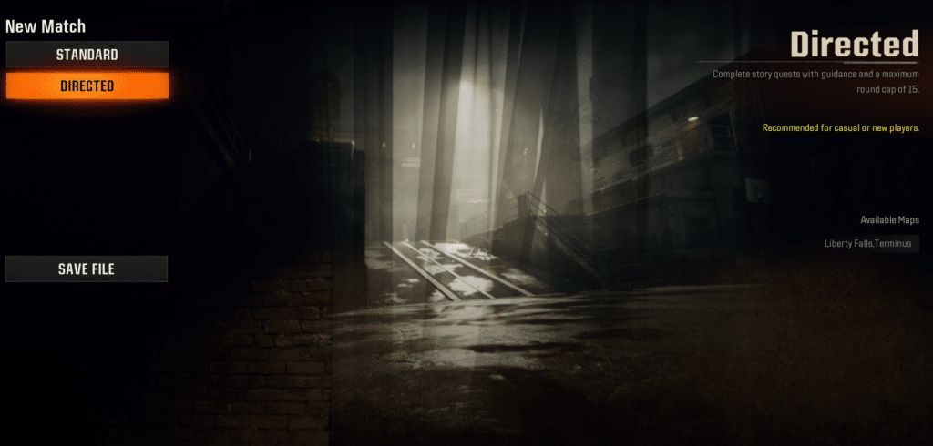 Black Ops 6 directed game mode match selection screen
