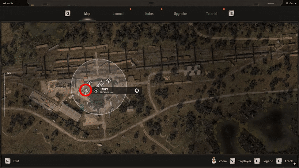 Exoskeleton technician zoomed in map location in Stalker 2 (MARKED MAP)