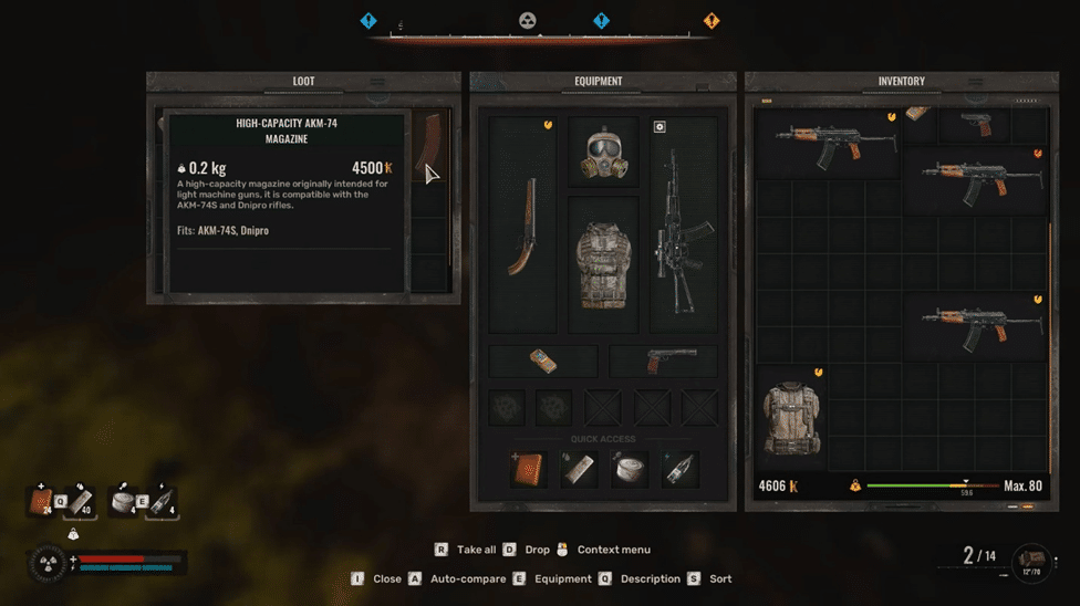 Inventory in Stalker 2