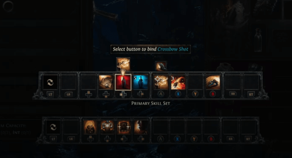 POE 2 slotting in crossbow shot to a button