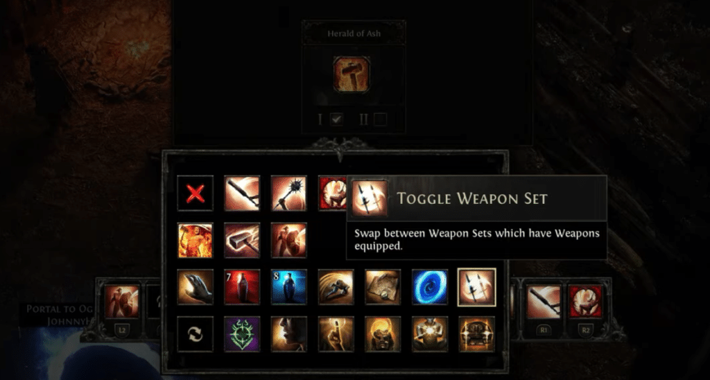 POE 2 toggle weapon set option in skill bind menu