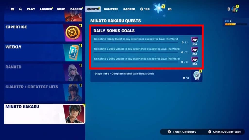 Daily Bonus Goals | Fortnite: How to Complete Minato Hakaru Quests