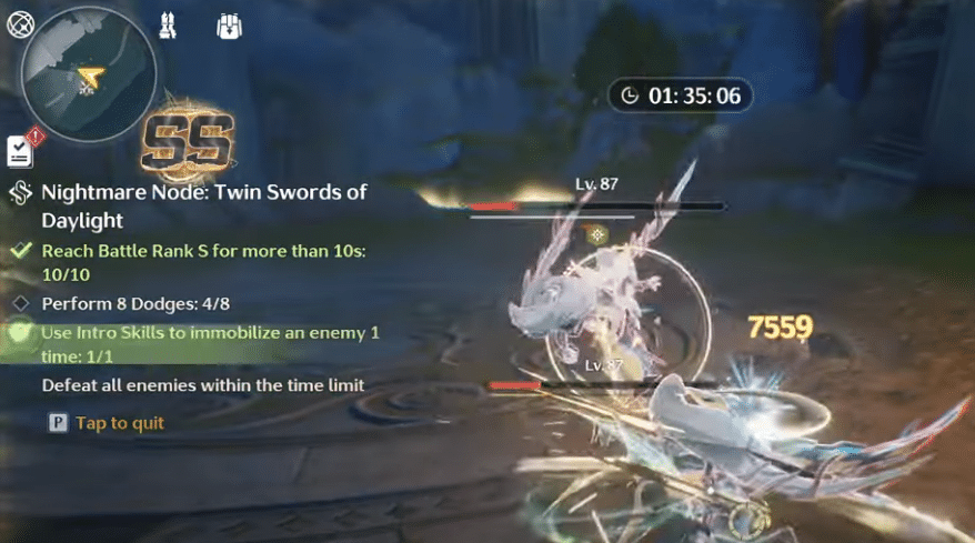 Wuthering Waves player completing the combat challenge