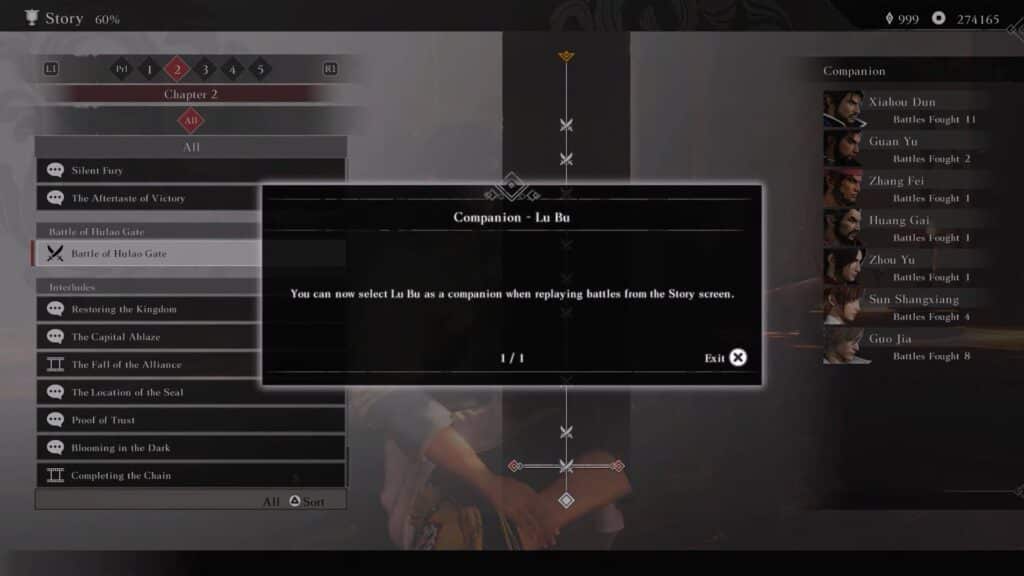 Lu Bu Companion Unlocked