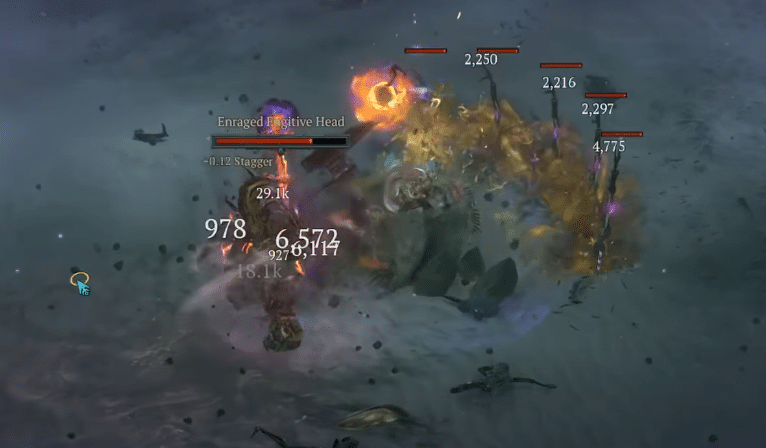Diablo 4 player farming fugitive head bosses