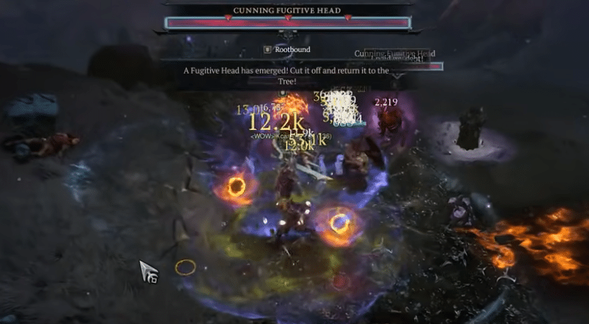 Diablo 4 player fighting a fugitive head