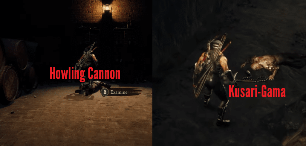 Ninja Gaiden 2 Black howling cannon and kusari-gama corpses