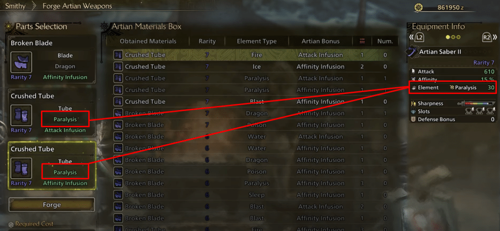 MH Wilds forge artian weapons screen